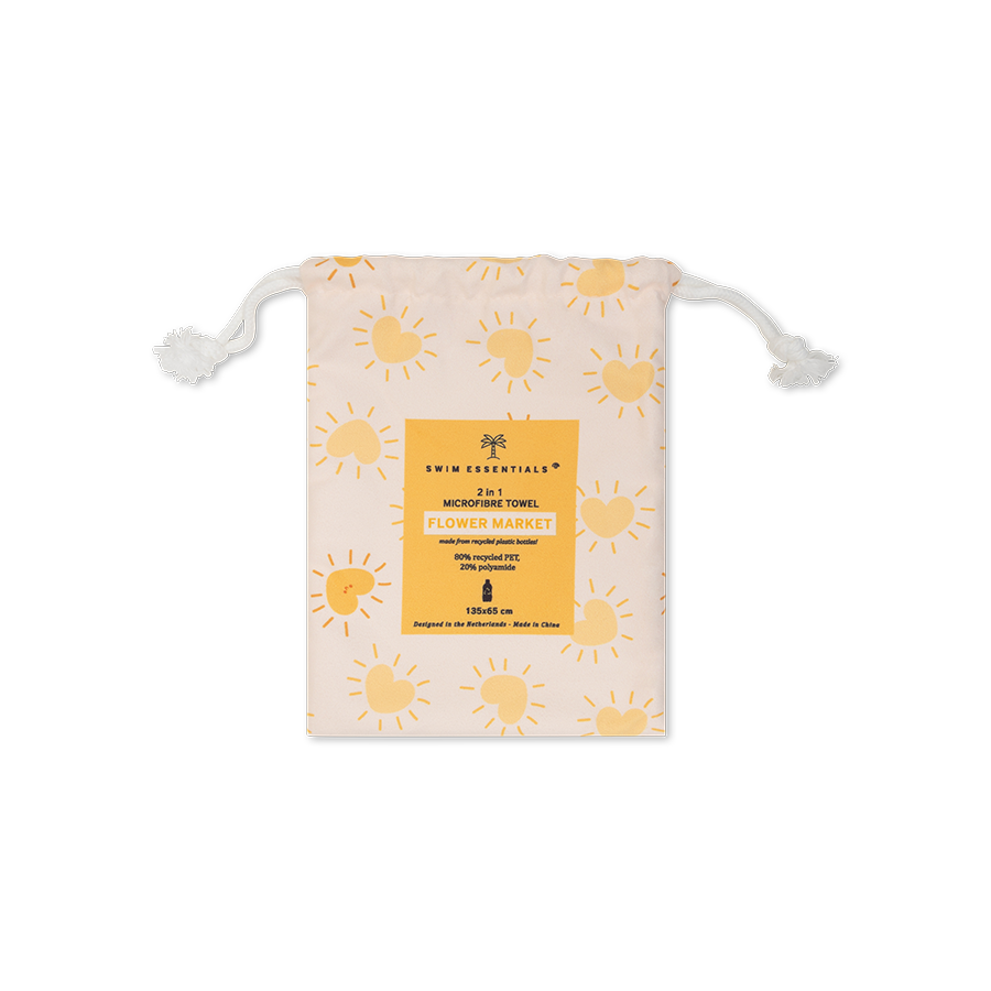 Toalla De Playa Microfibra - Amarillo - Flower Market - 135 X 65 cm