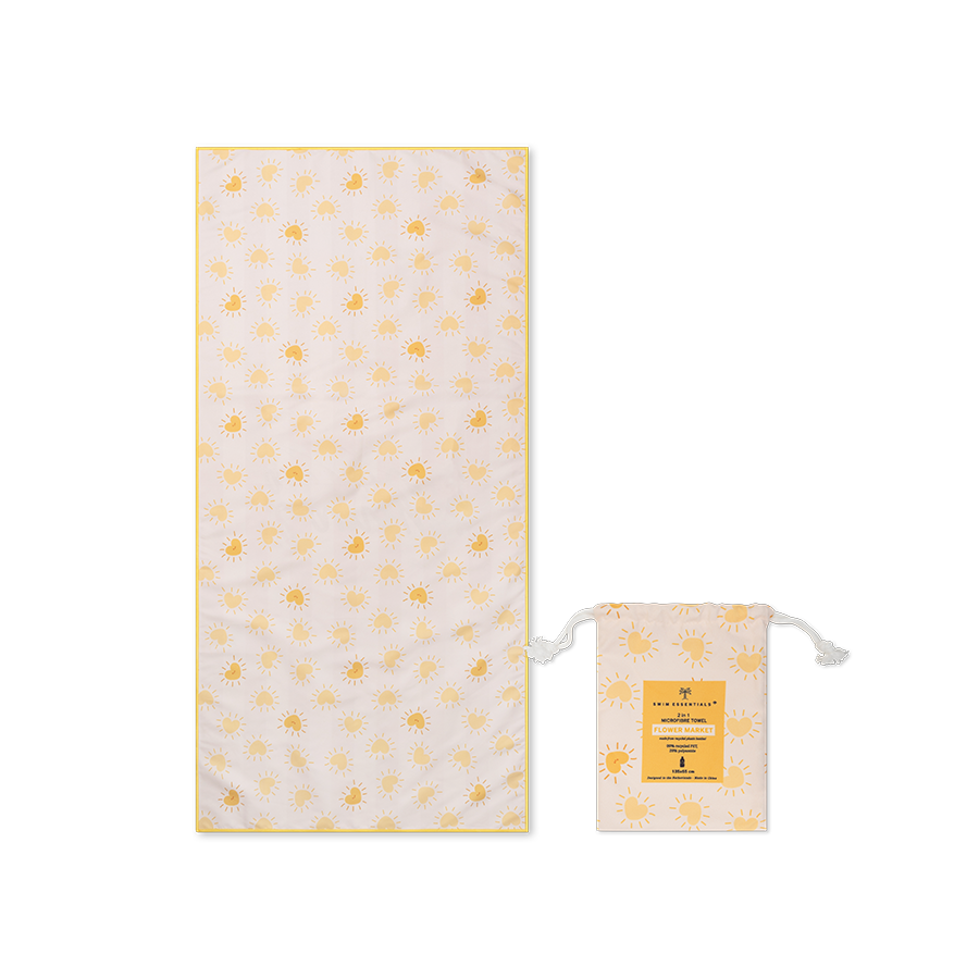 Toalla De Playa Microfibra - Amarillo - Flower Market - 135 X 65 cm