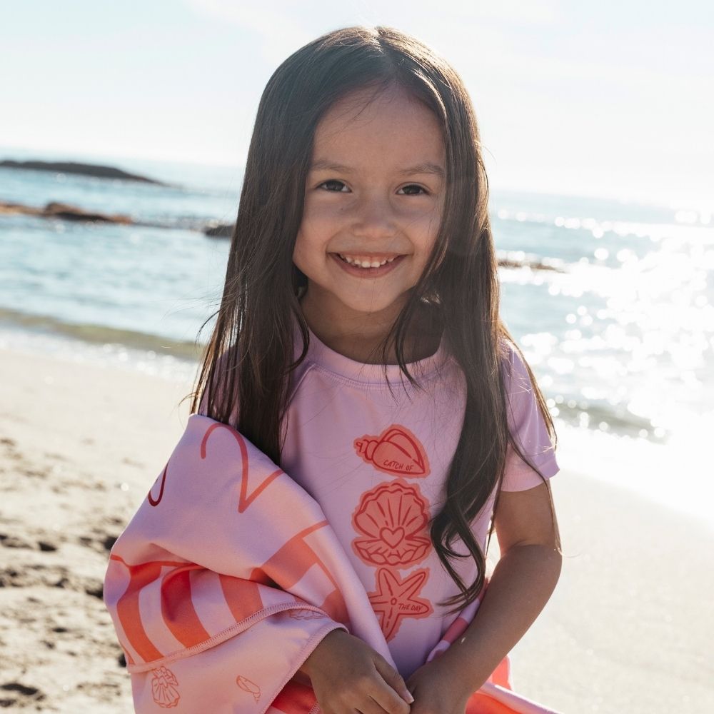 T-shirt de bain à manches courtes - Rose - Coastal Charm