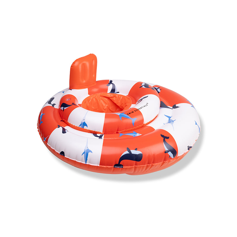 Baby Schwimmsitz - Weiß/Rot - Ocean Stripes - 0/1 Jahre