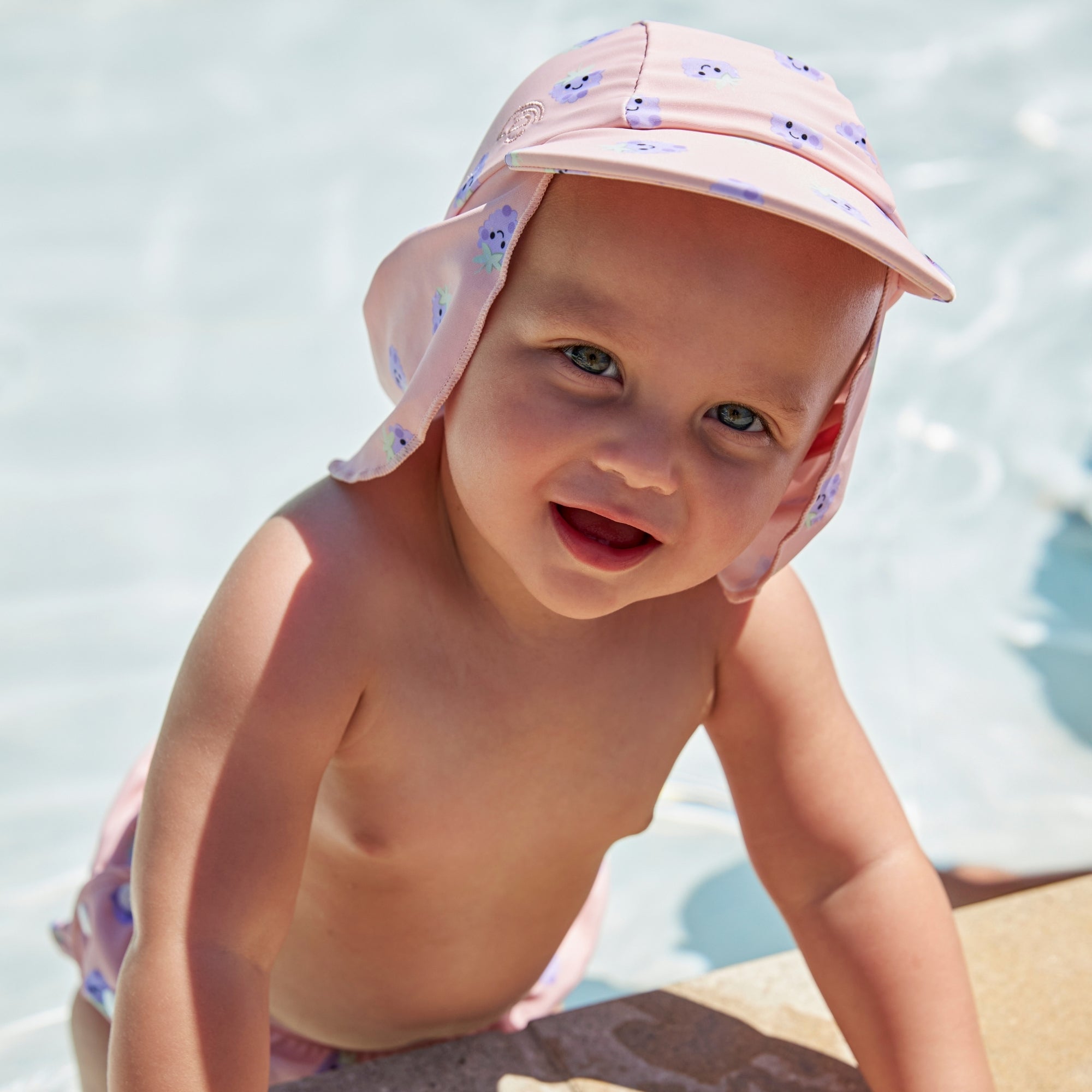 Gorro con protección UV en cuello - Rosa/Morado - Blackberry