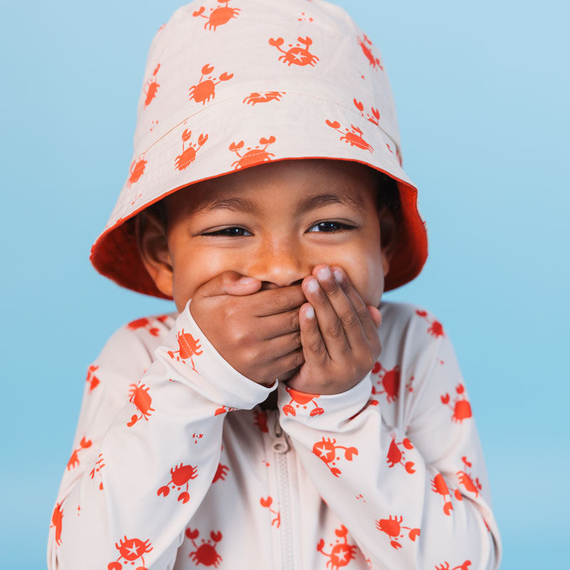 Gorro con protección UV Reversible - Beige/Rojo - Crabby