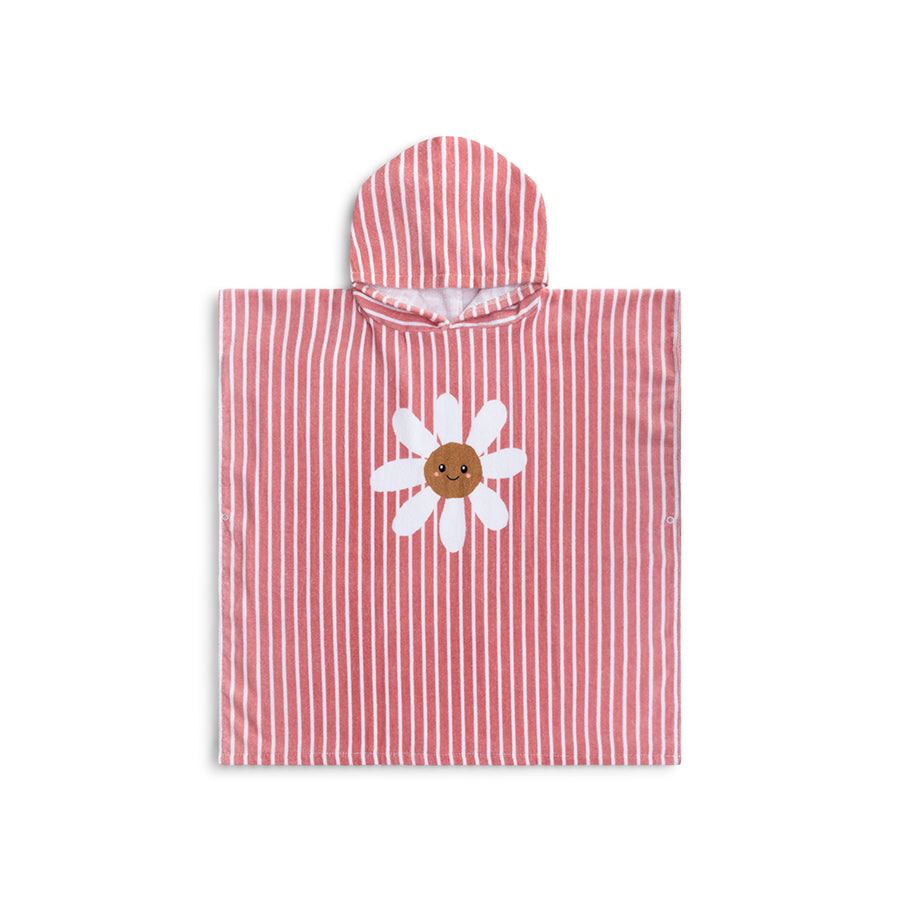 Poncho de playa - Rojo/Blanco - Daisy Flower - 65 x 65 cm