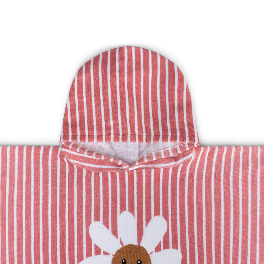 Poncho de playa - Rojo/Blanco - Daisy Flower - 65 x 65 cm