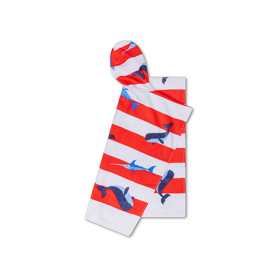 Poncho de playa - Rojo/Blanco - Ocean Stripes - 65 x 65 cm