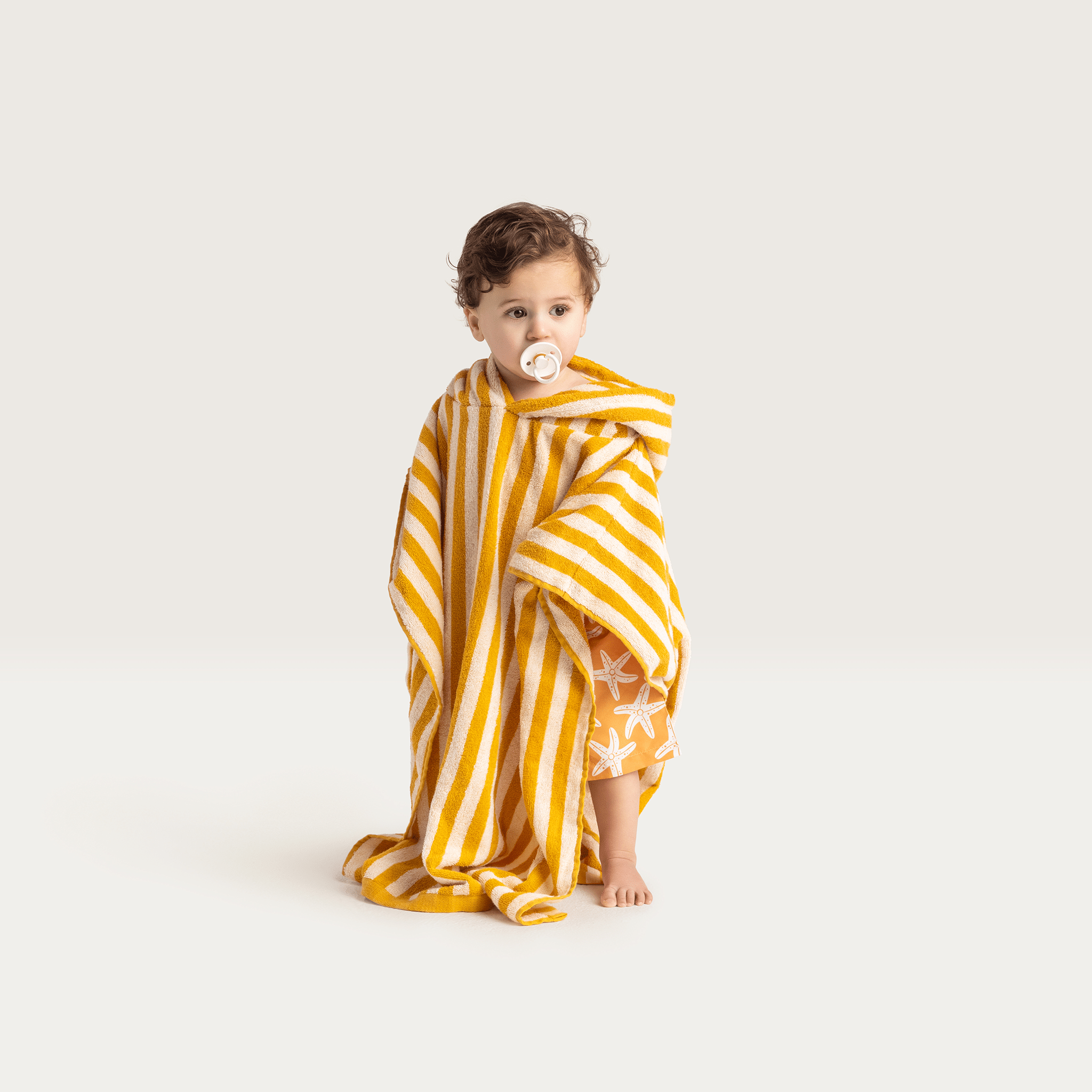Poncho de playa - Amarillo/Blanco - Flow - 65 x 65 cm