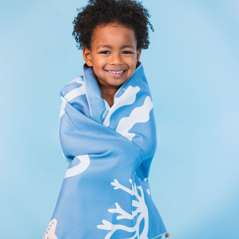 Serviette de Plage Microfibre - Bleu - Coral Bliss - 135 x 65 cm