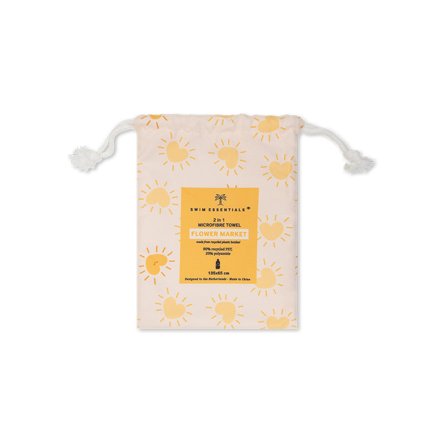 Serviette de Plage Microfibre - Jaune - Flower Market - 135 x 65 cm
