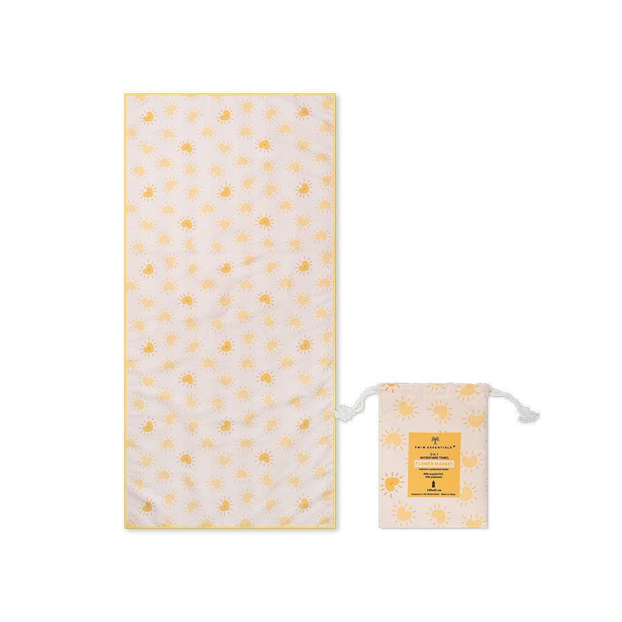 Serviette de Plage Microfibre - Jaune - Flower Market - 135 x 65 cm