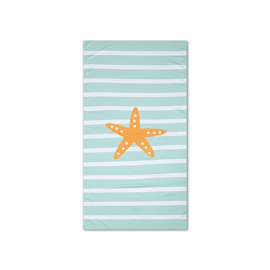 Beach Towel Microfiber - Green/White - Stars - 170 x 90 cm