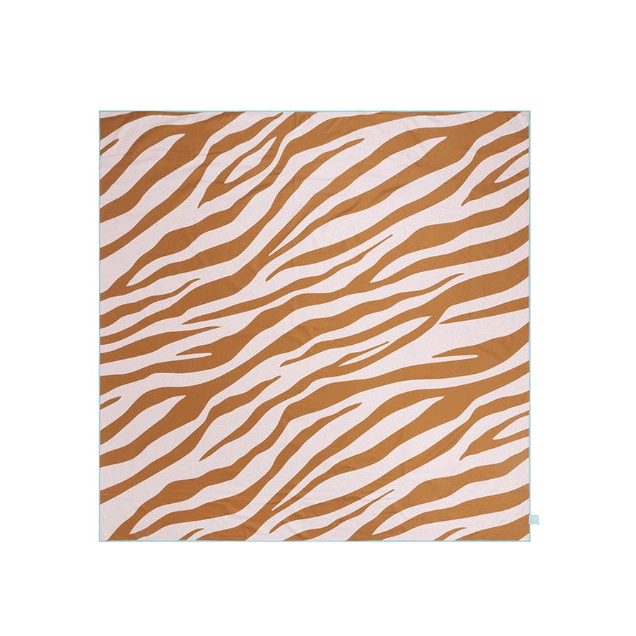 Beach Towel Microfiber - Orange/White - Vibrant Stripes - 180 x 180 cm