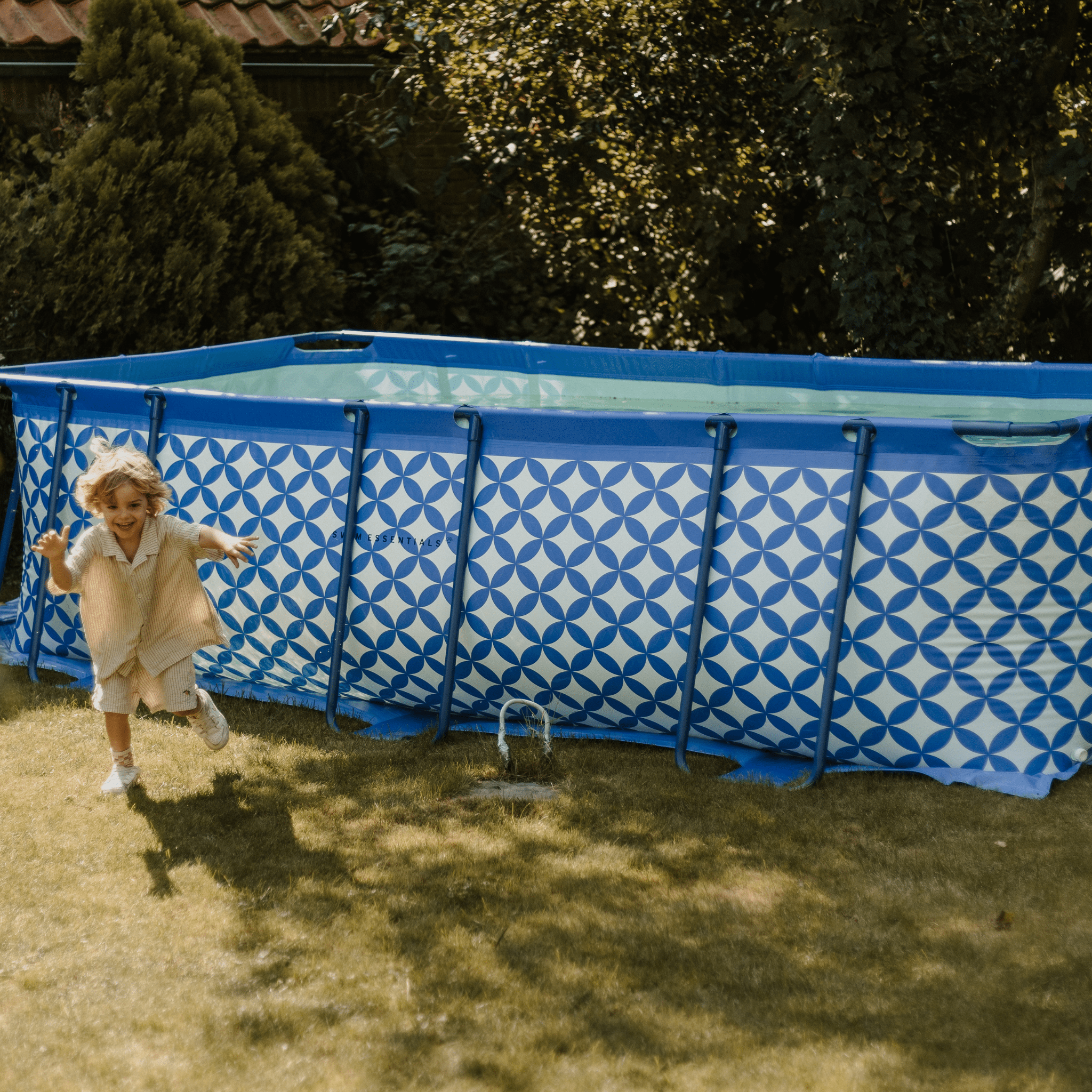 Piscinas de montaje - Azul Oscuro/Blanco - Elegance - 400 x 200 x 100 cm