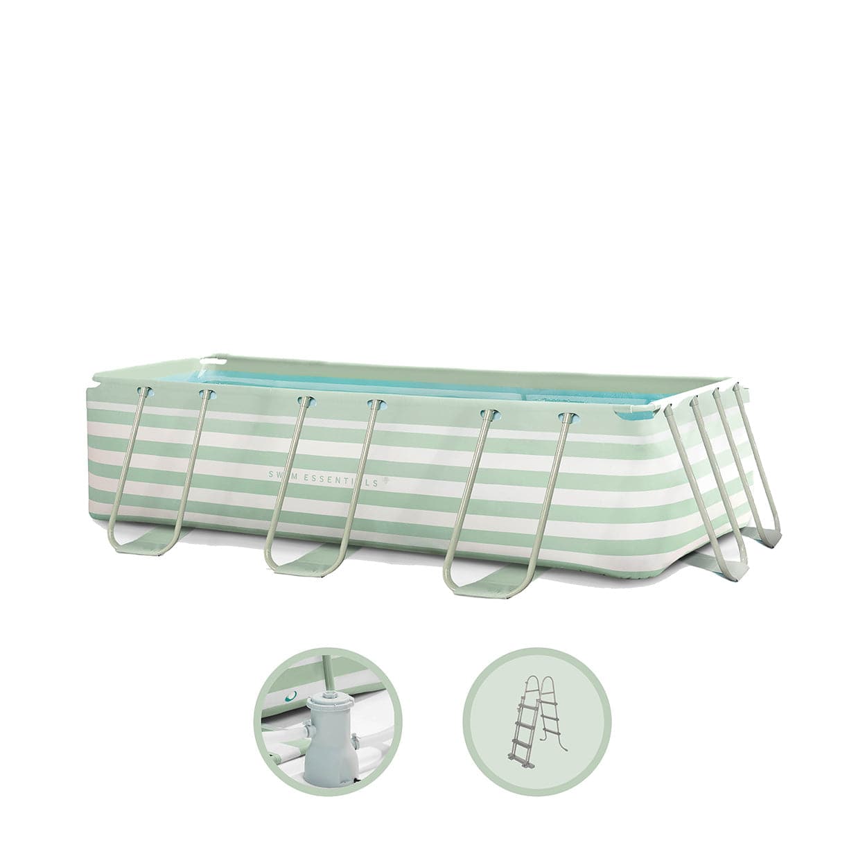 Frame Pool - Green/White - Essence - With Filterpump & Stairs - 400 x