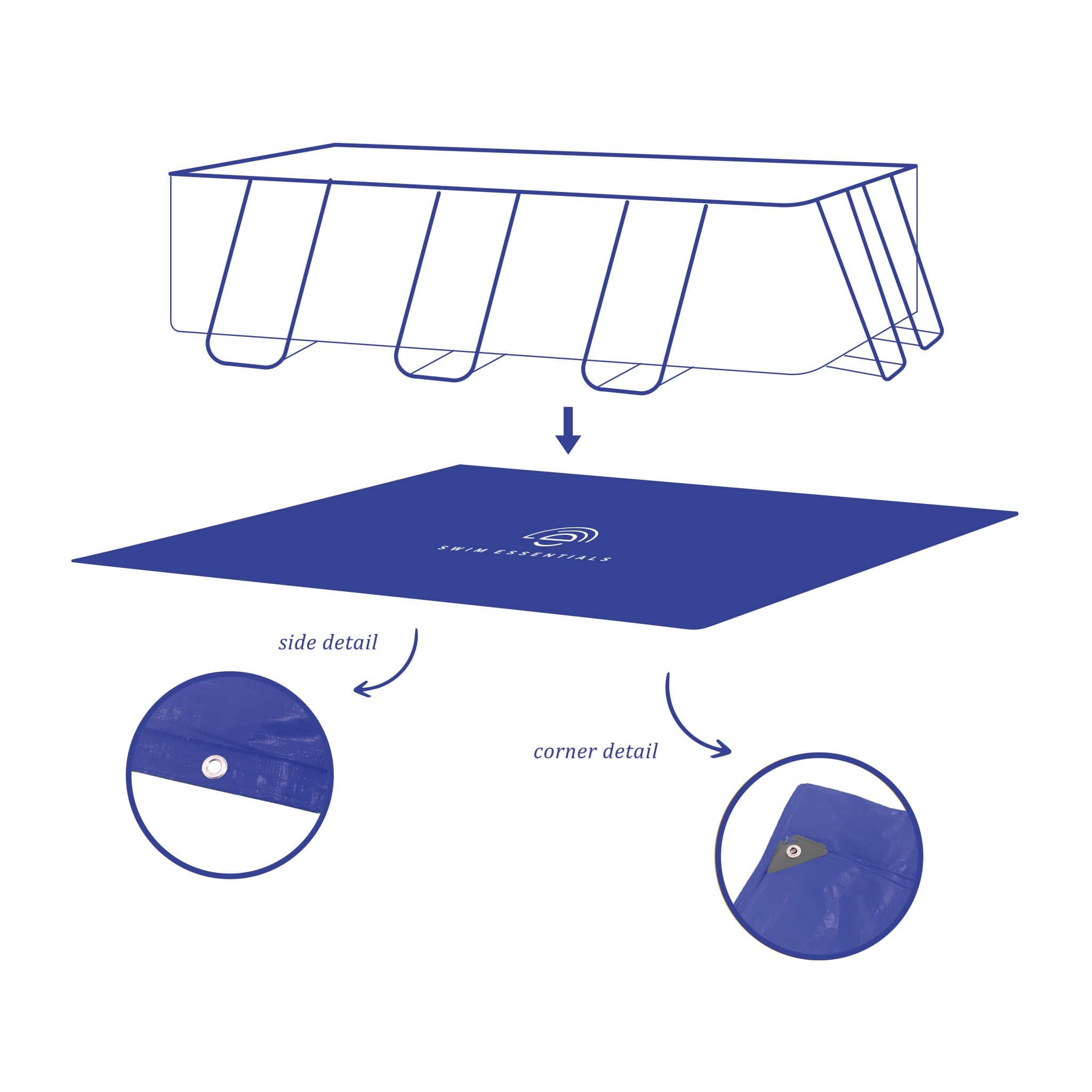Bodenplane für Pools - DunkelBlau - Elegance - 400 x 200 cm