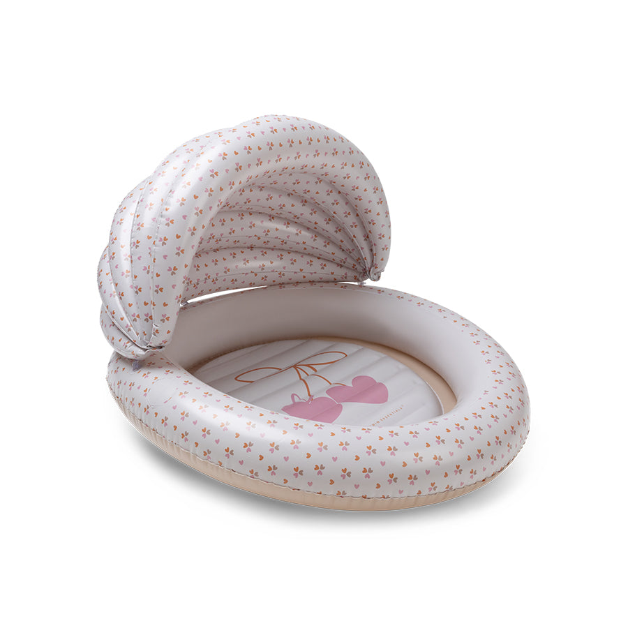 Kids Pool - Beige - Cozy Hearts - Ø 100 cm With Canopy