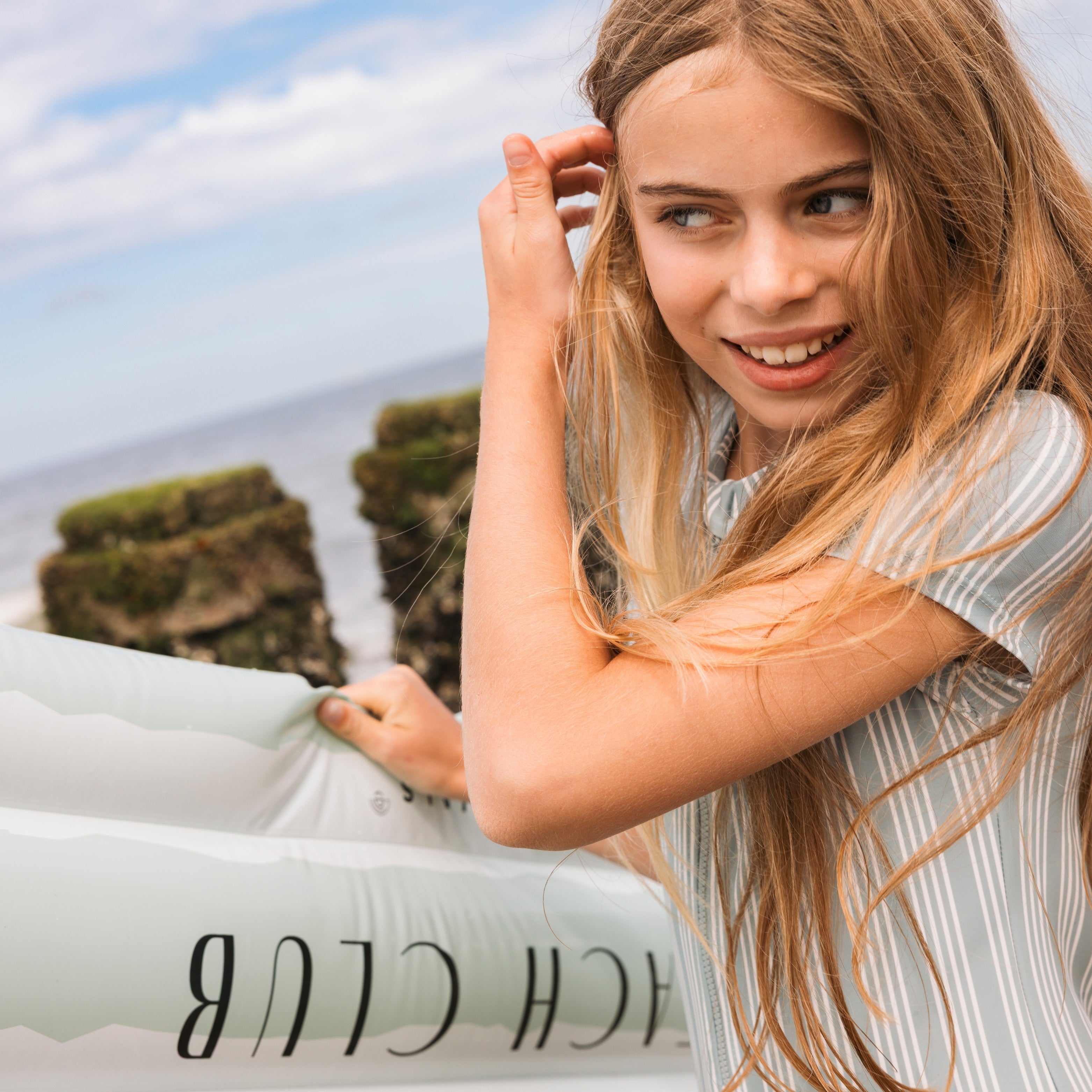 Colchoneta inflable - Verde - Resort Stripe - 177 cm