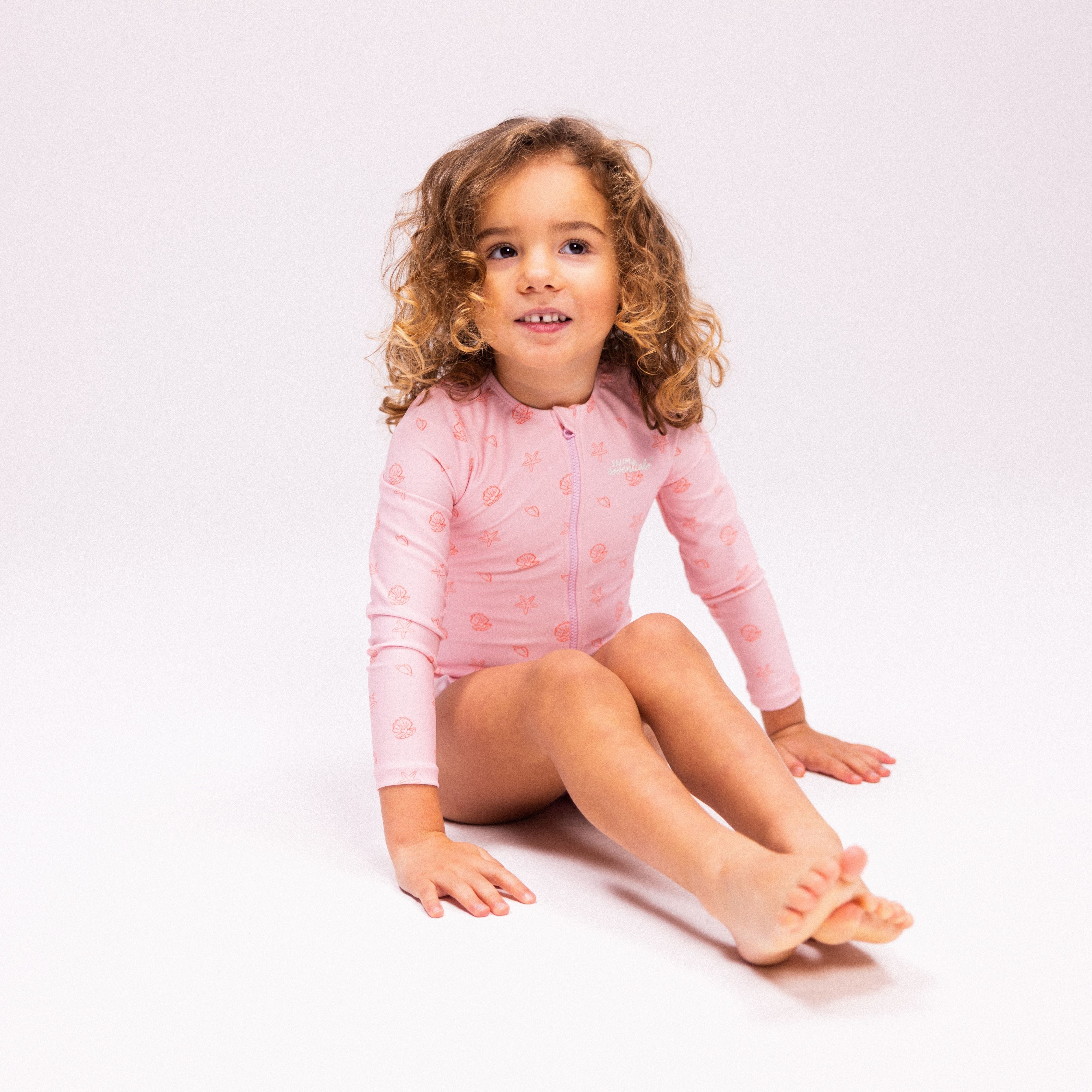 Maillot de bain UV Filles Avec Manches Longues - Rose - Shell Tastic