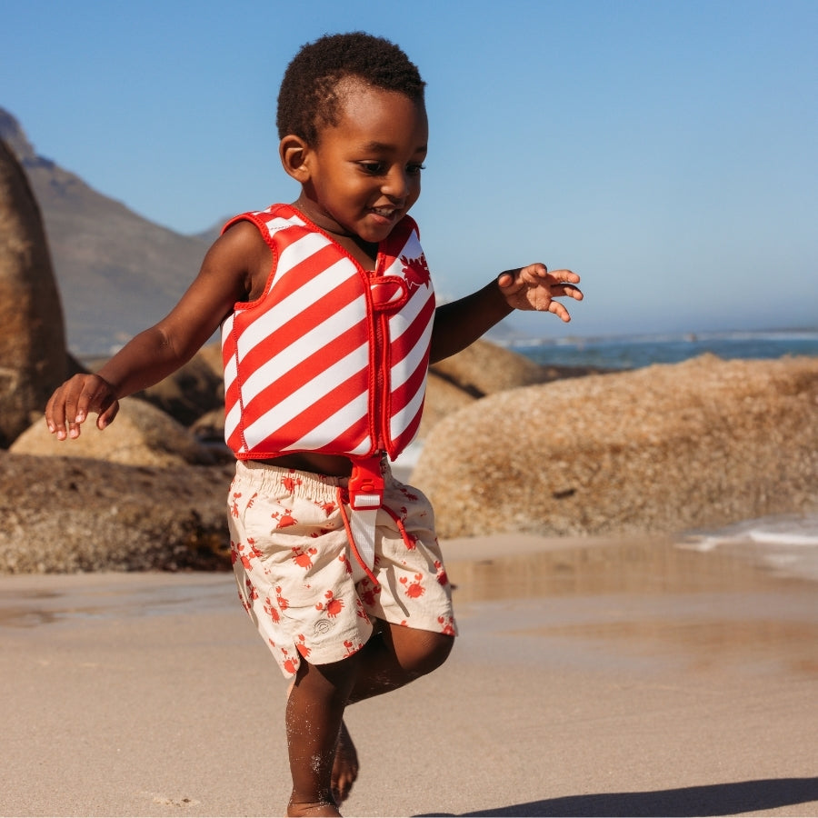 Shorts de bain - Rouge/Beige - Crabby