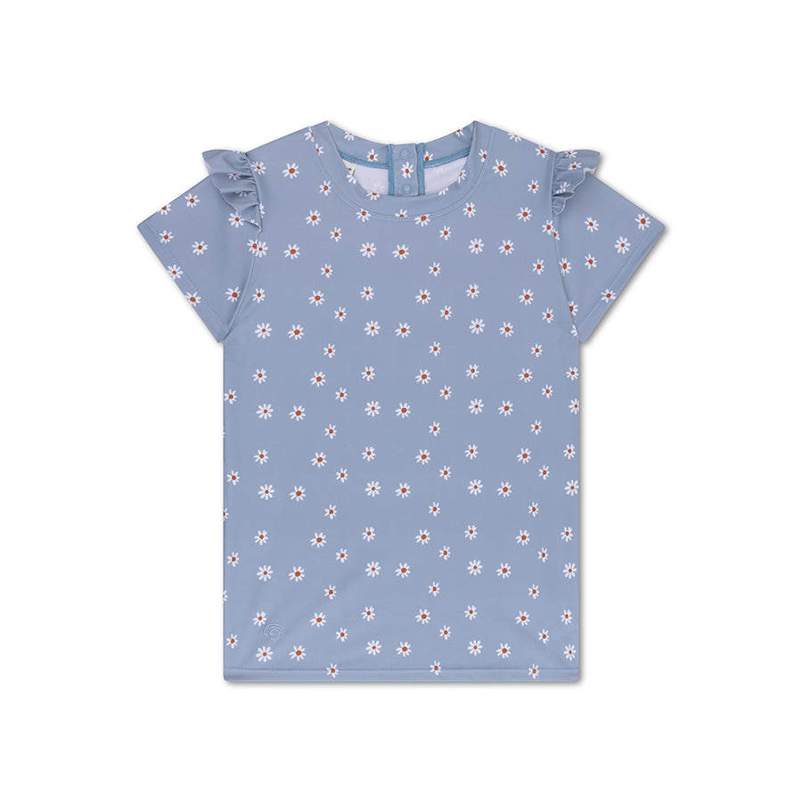 Swimming T-Shirt - Short Sleeve - Blue - Daisy Flower