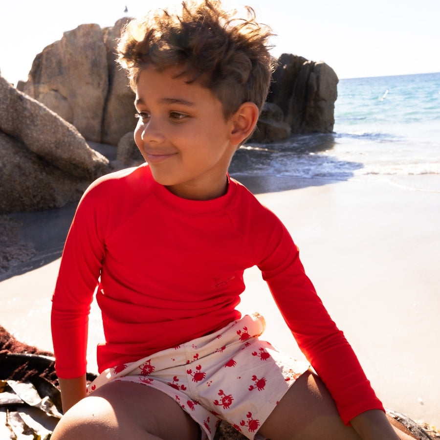 Camiseta de natación - Manga larga - Rojo - Crabby