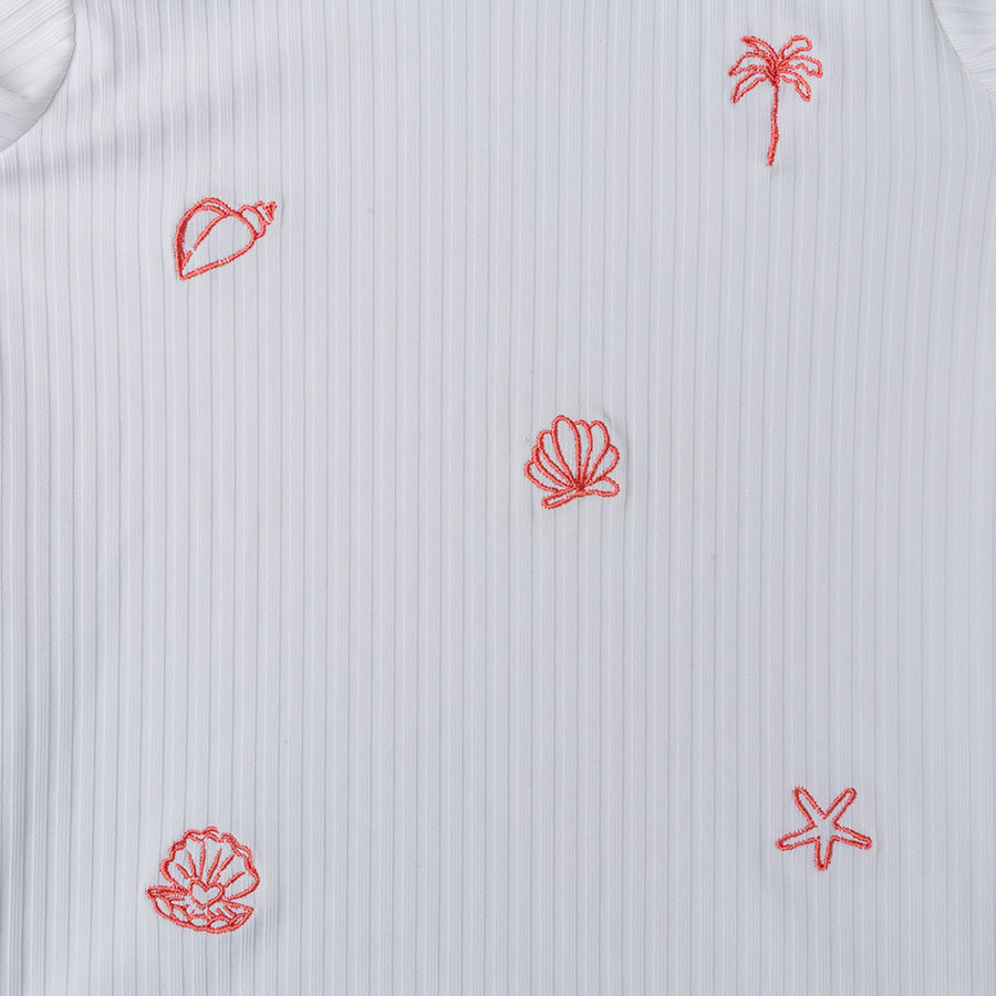 Camiseta De Natación Manga Cortas - Blanco - White Pearl