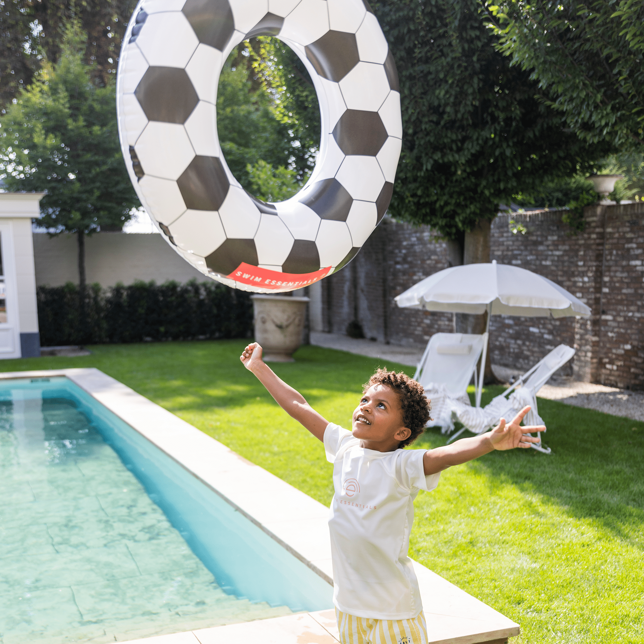 Flotador de Aro - Negro/Blanco - Football - Ø 90 cm