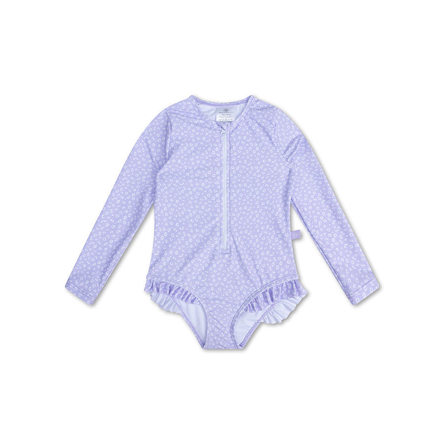 Maillot de bain UV Filles Avec Manches - Lila - Leopard