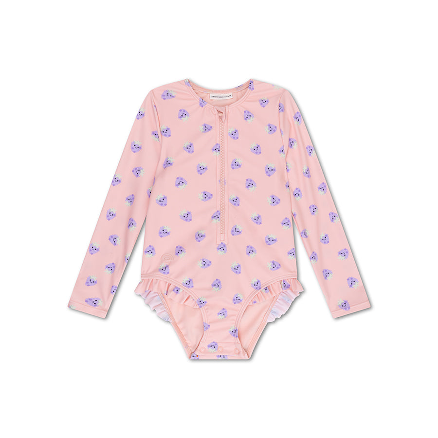 Maillot de bain UV Filles Avec Manches - Rose/Violet - Blackberry