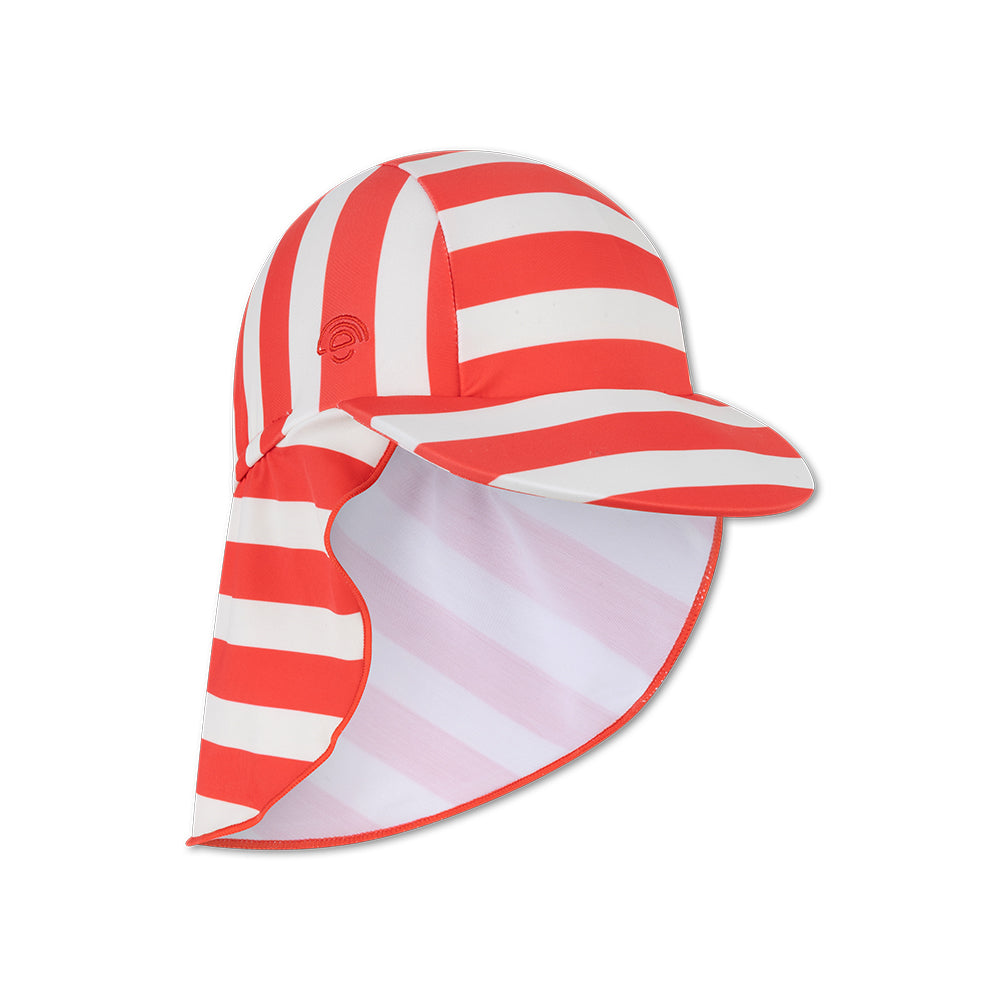 Gorra Con Protección UV - Beige/Rojo - Coastal Stripe