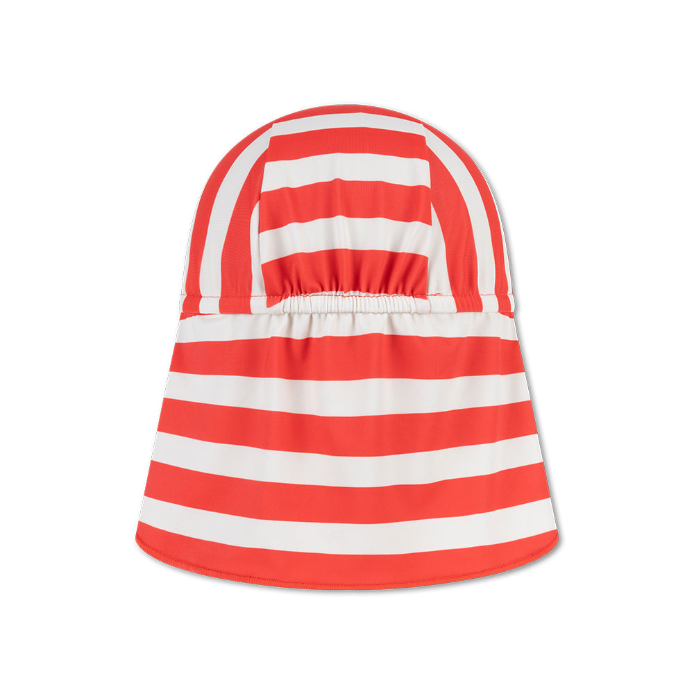 Gorra Con Protección UV - Beige/Rojo - Coastal Stripe