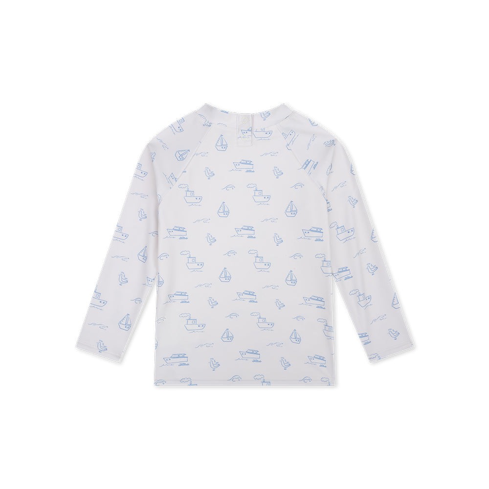 Camiseta De Natación UV Mangas Largas - Beige/Azul - Seas The Day