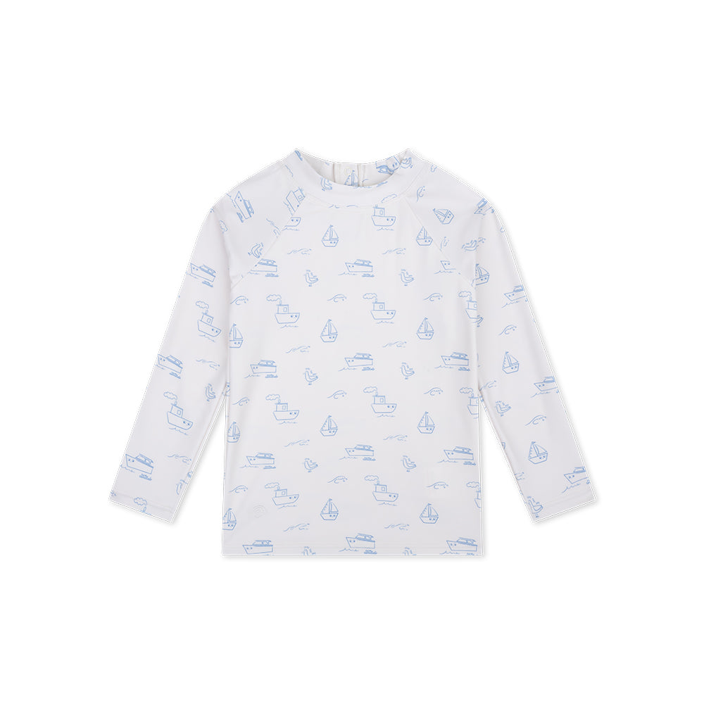 Camiseta De Natación UV Mangas Largas - Beige/Azul - Seas The Day