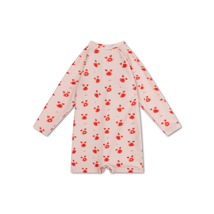 UV Swimsuit Boys- Beige/Red - Crabby