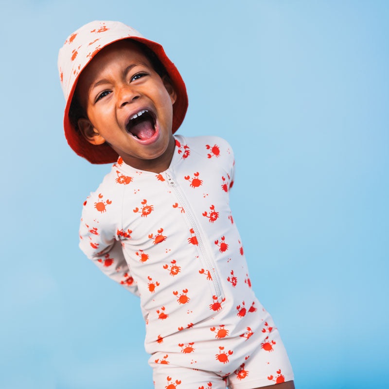 Maillot de bain UV Garçons - Beige/Rouge - Crabby