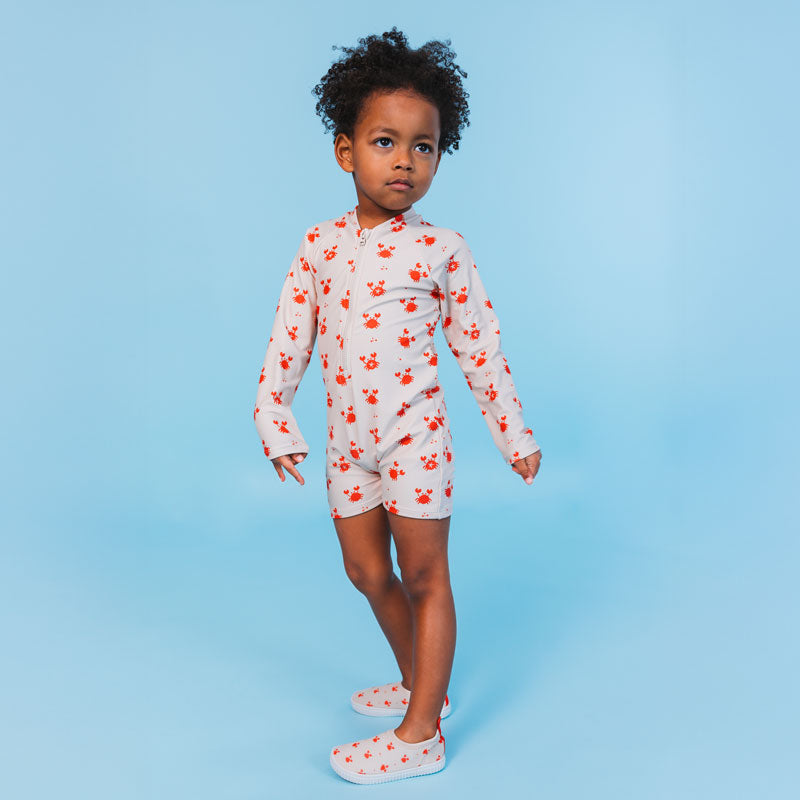 Maillot de bain UV Garçons - Beige/Rouge - Crabby