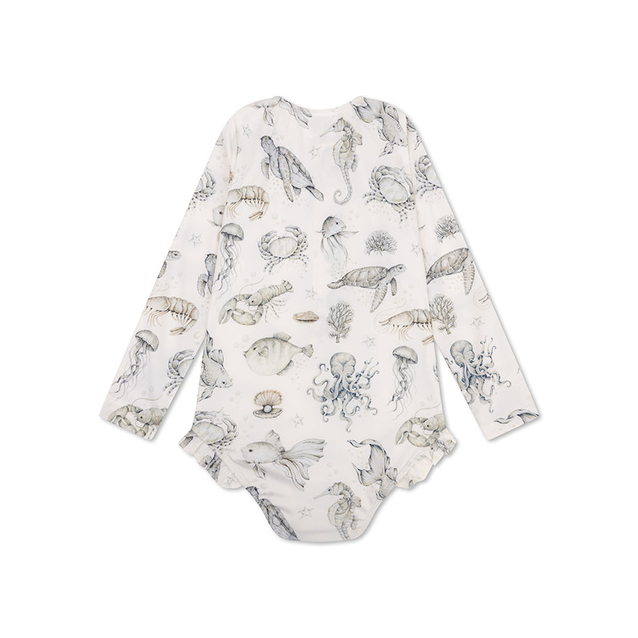 Bañador UV Niña con Mangas - Verde/Blanco - Sea Life