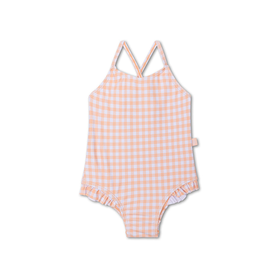 Bañador Niña - Naranja/Blanco - Sunset Grid