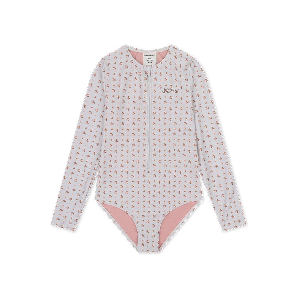 Bañador UV Niñas con Mangas - Rosa Antiguo - Cozy Hearts