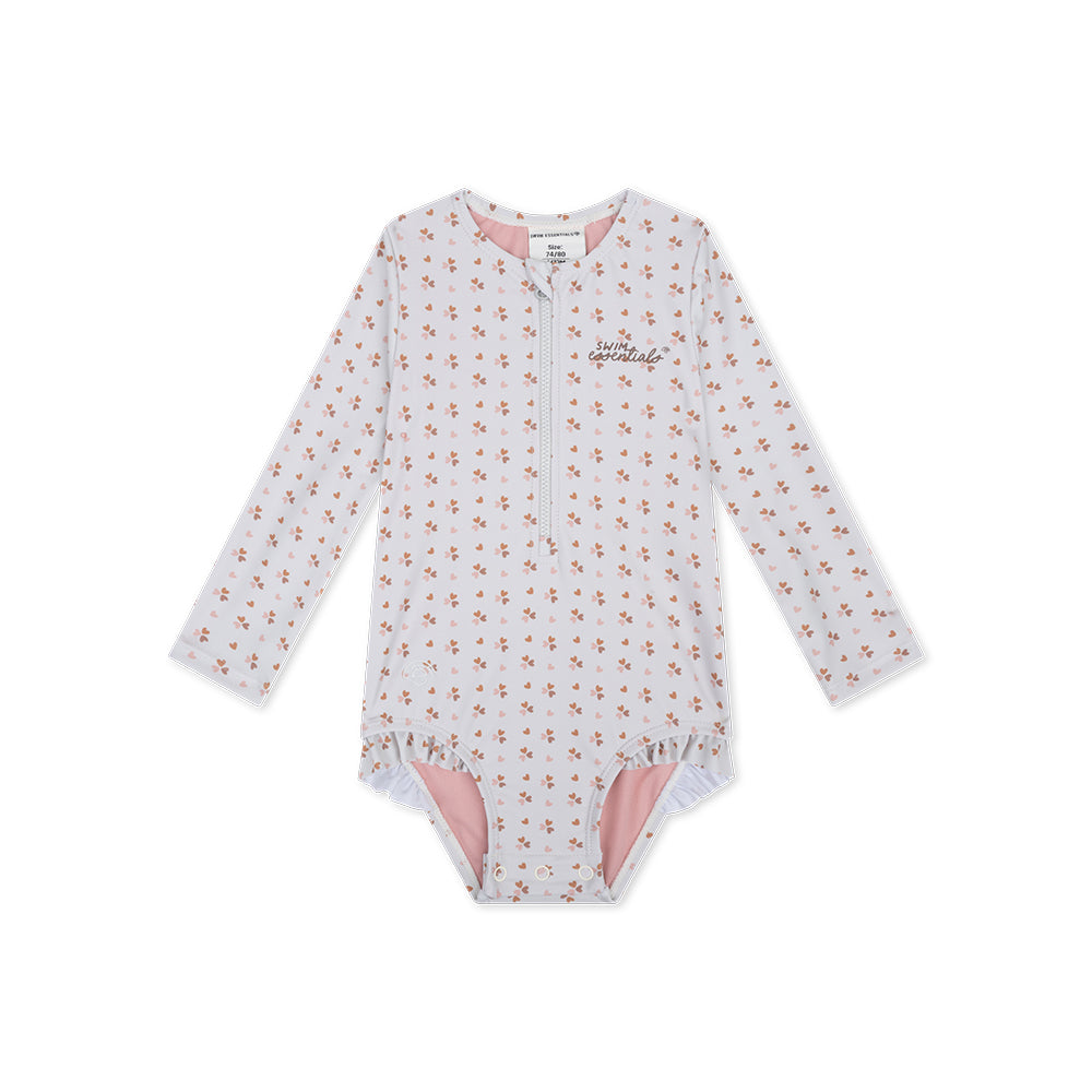 Bañador UV Niñas con Mangas - Rosa Antiguo - Cozy Hearts