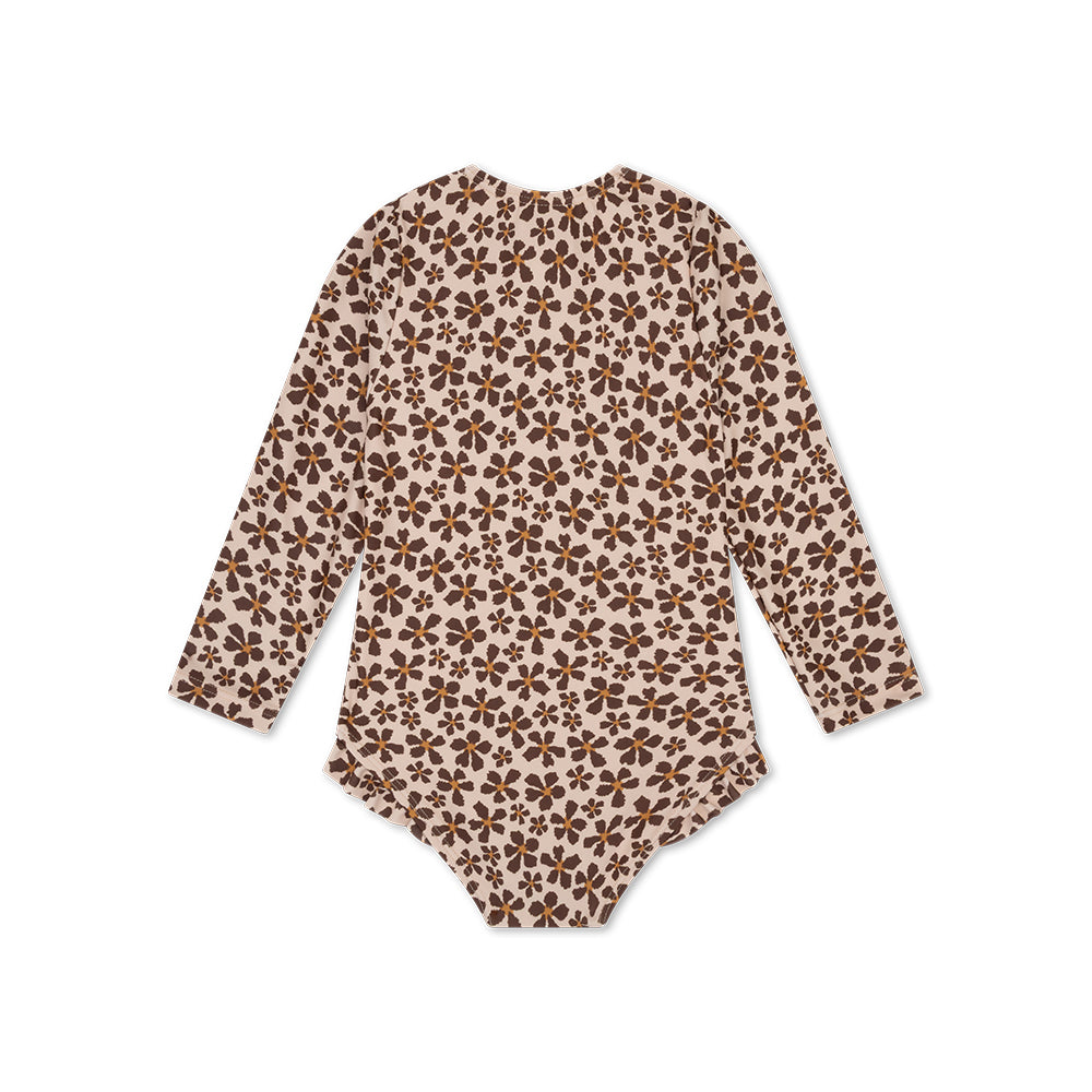 Maillot de bain UV Filles Avec Manches Longues - Orange - Wild Flower