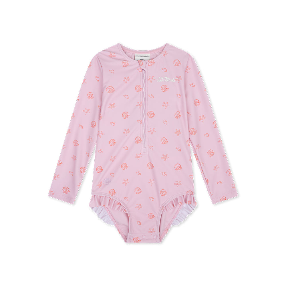 Maillot de bain UV Filles Avec Manches Longues - Rose - Shell Tastic