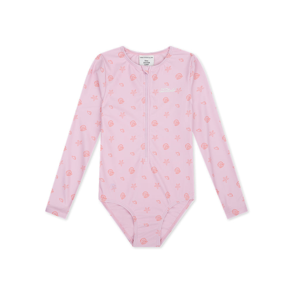 Maillot de bain UV Filles Avec Manches Longues - Rose - Shell Tastic