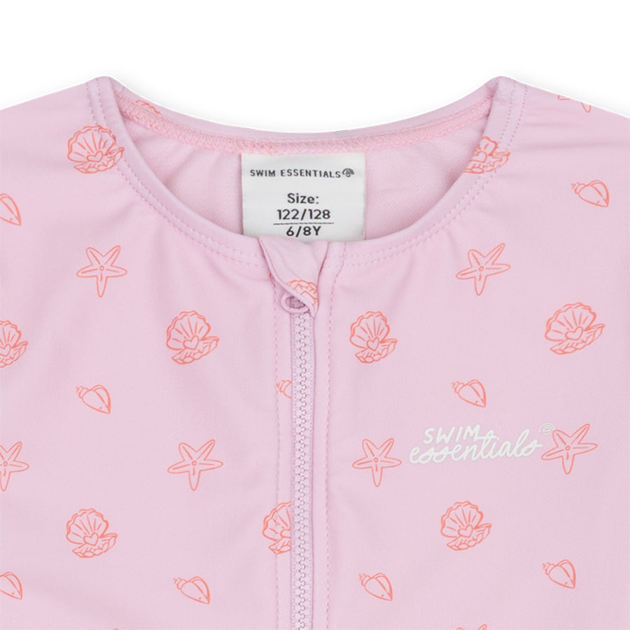 Maillot de bain UV Filles Avec Manches Longues - Rose - Shell Tastic