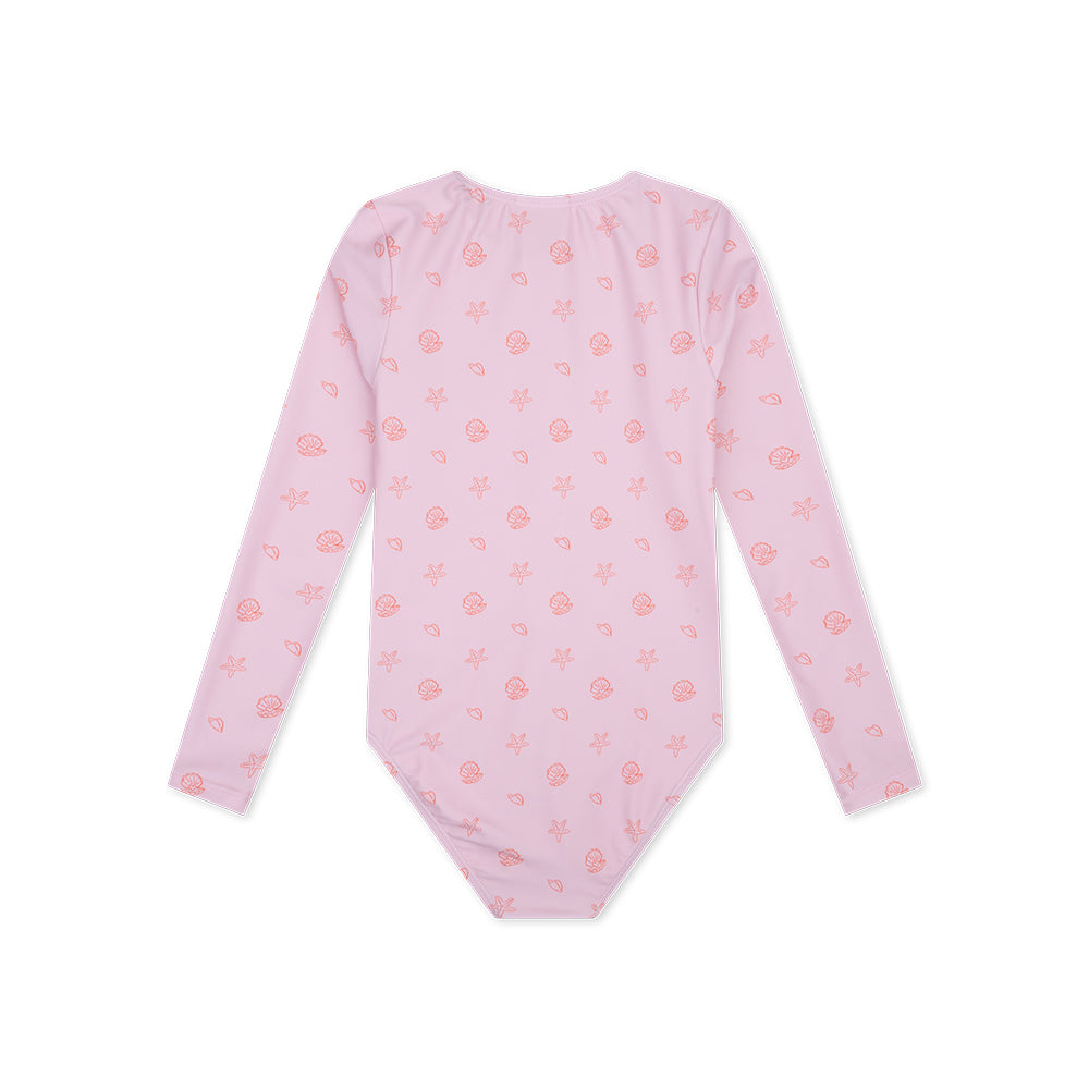 Maillot de bain UV Filles Avec Manches Longues - Rose - Shell Tastic