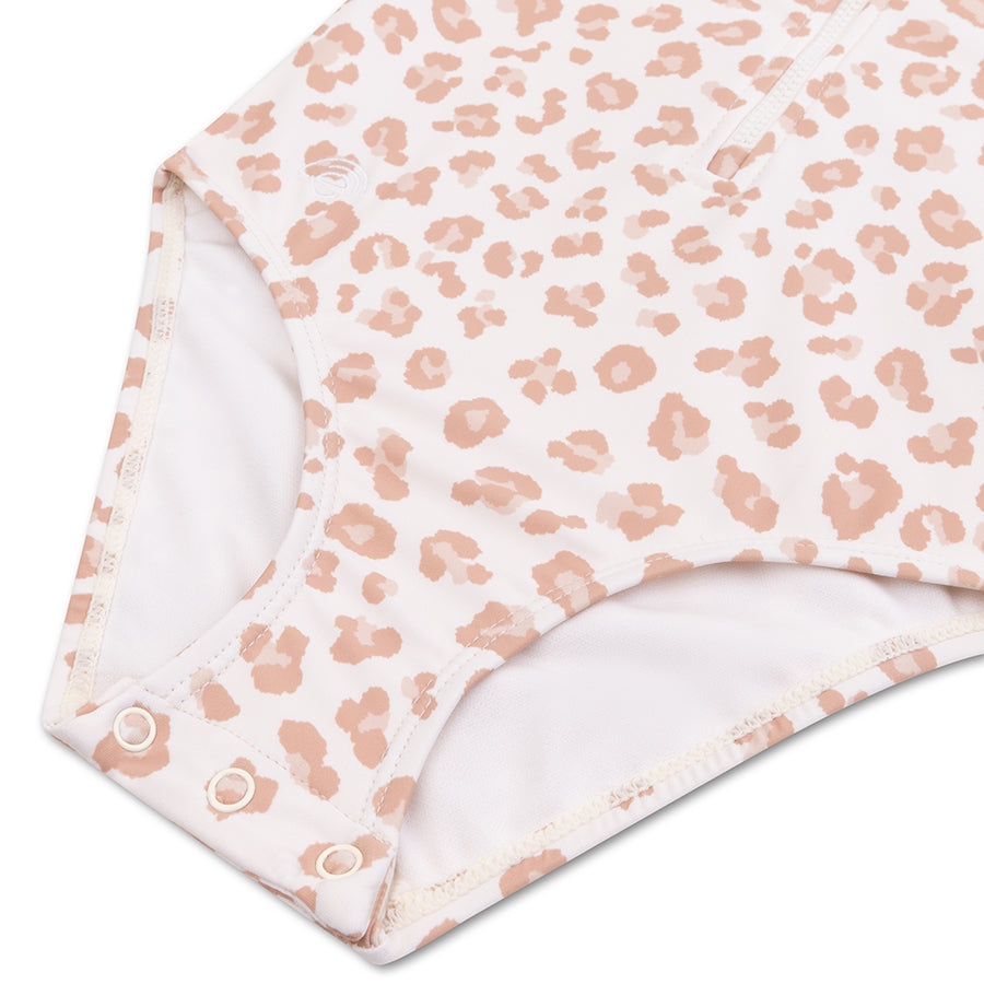 Bañador Niña Manga Corta - Beige - Leopard