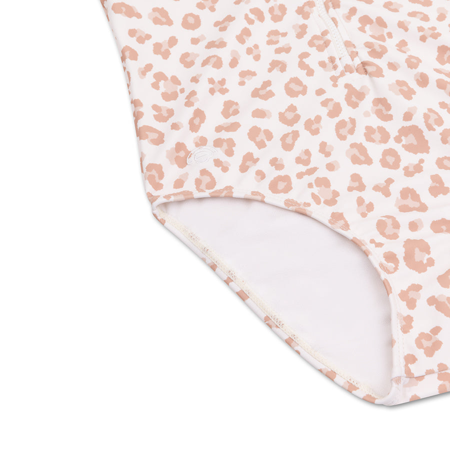 Bañador Niña Manga Corta - Beige - Leopard