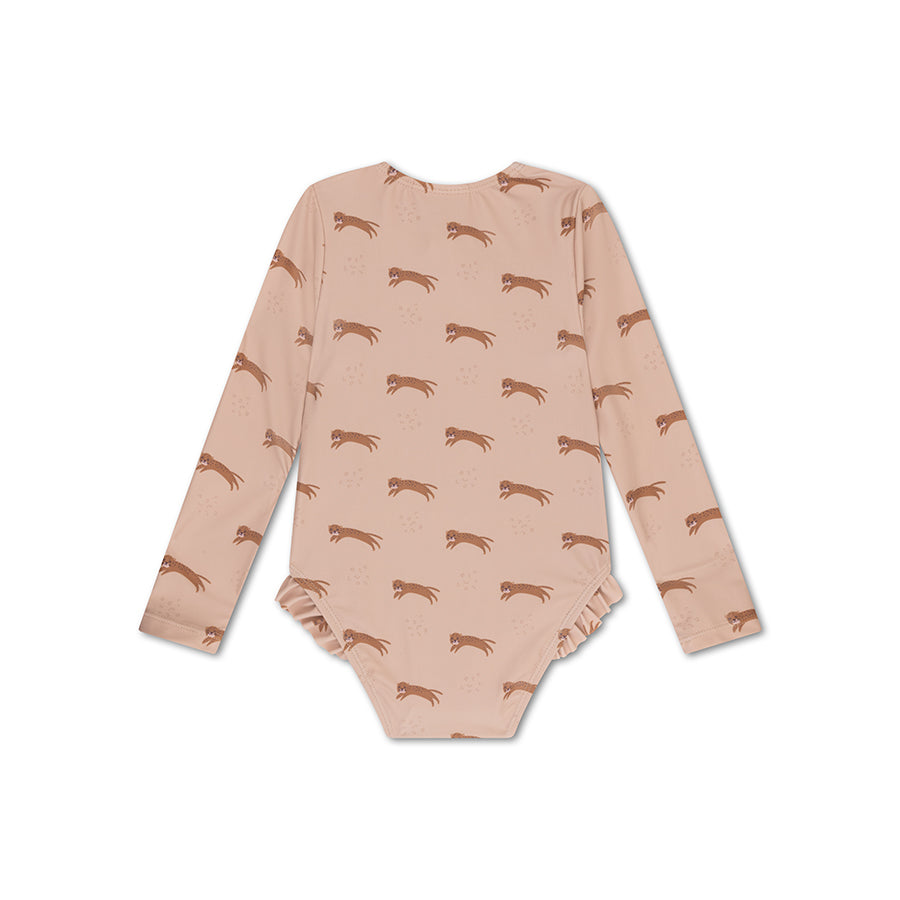 Maillot de bain UV Filles Avec Manches - Marron - Roamer