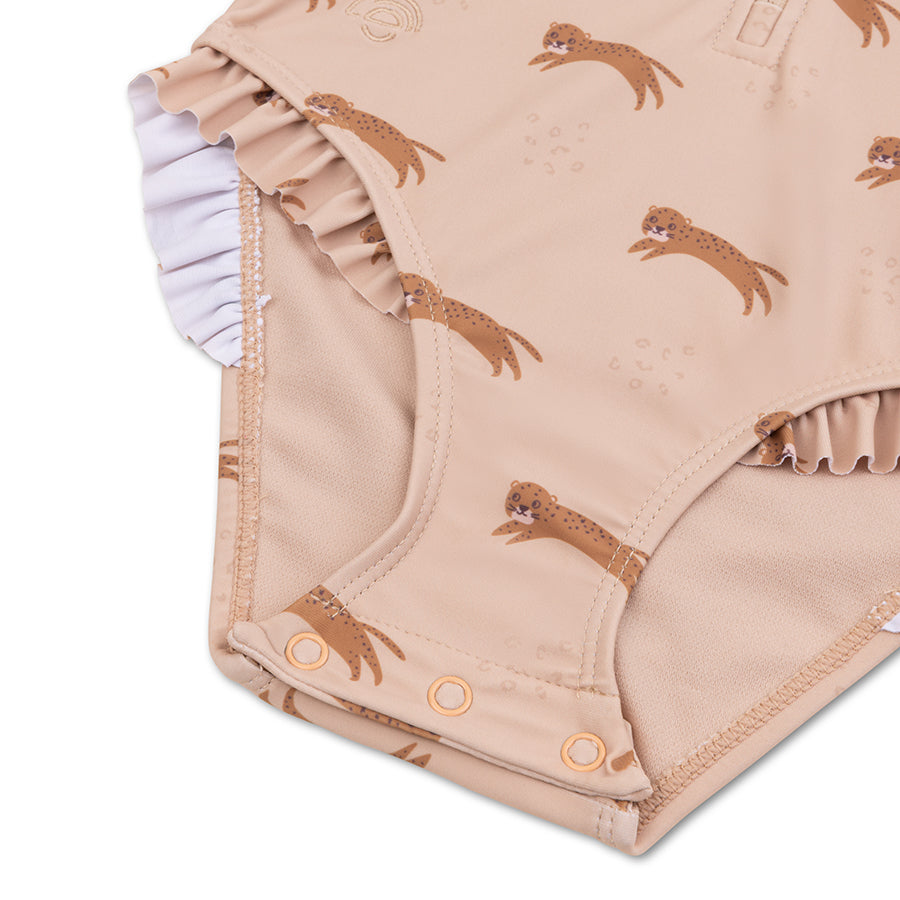 Maillot de bain UV Filles Avec Manches - Marron - Roamer
