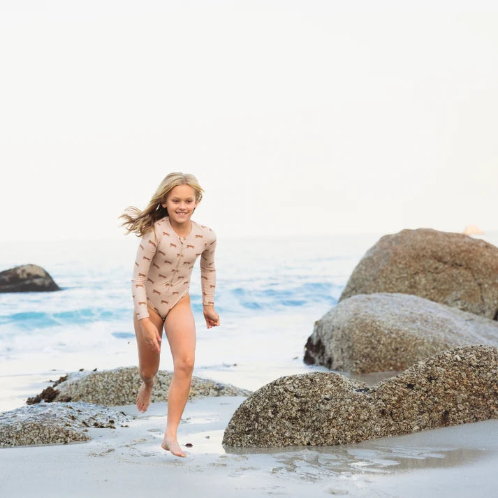 Maillot de bain UV Filles Avec Manches - Marron - Roamer