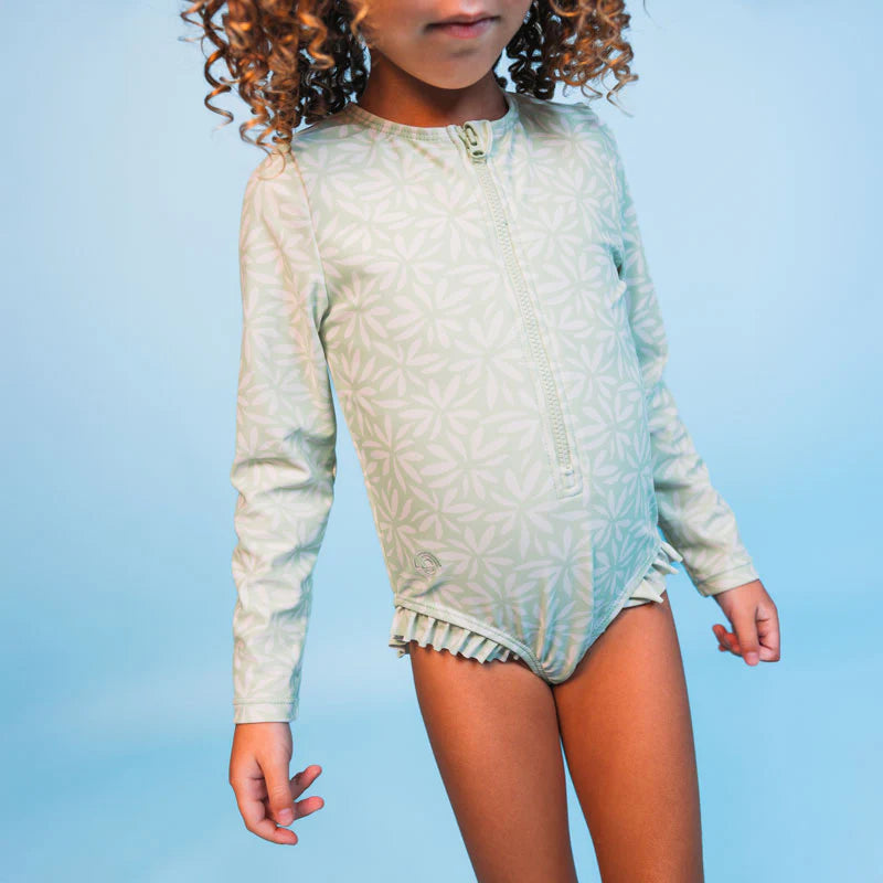 Maillot de bain UV Filles Avec Manches - Vert - Matcha